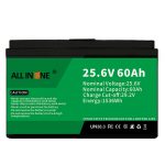 25,6V 60Ah sikkerhet/lang levetid LFP batteri for bobil/campingvogn/UPS/golfbil 24V 60Ah